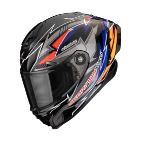 CASCO SCORPION EXO RACE AIR MOVE ON NEGRO AZUL NARANJA
