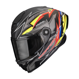 CASCO SCORPION EXO RACE AIR MOVE ON NEGRO ROJO AMARILLO MATE