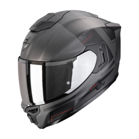 CASCO SCORPION EXO 1500 AIR DUAL PLATA MATE NEGRO ROJO