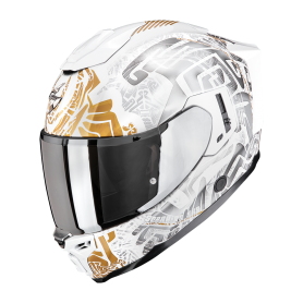CASCO SCORPION EXO 1500 AIR APUS BLANCO PERLA GRIS DORADO