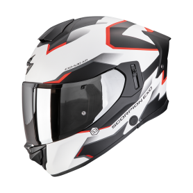 CASCO SCORPION EXO 530 AIR CLIP BLANCO MATE NEGRO ROJO