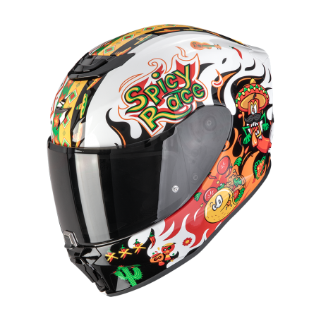 CASCO SCORPION EXO JNR AIR YUCATAN BLANCO NARANJA NEGRO